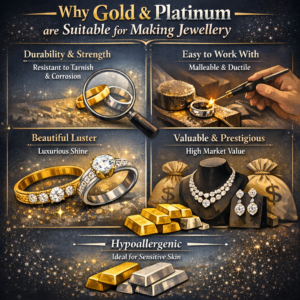 why are gold and platinum suitable for making jewellery